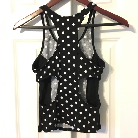 🆕Black & white polka dot tank with side cutouts - Picture 2 of 3